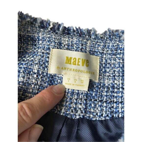 Anthropologie Maeve Double Breasted Tweed Jacket size 4 Blue - Picture 9 of 16
